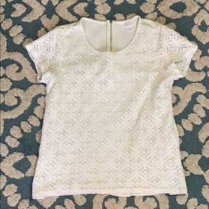 Market & Spruce White Lace Tee